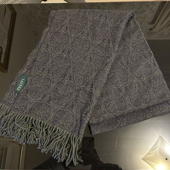 Lauren Ralph Lauren Scarf Long Winter Large Knit Fringe Purple‎ 22X70 Acrylic - Picture 1 of 5